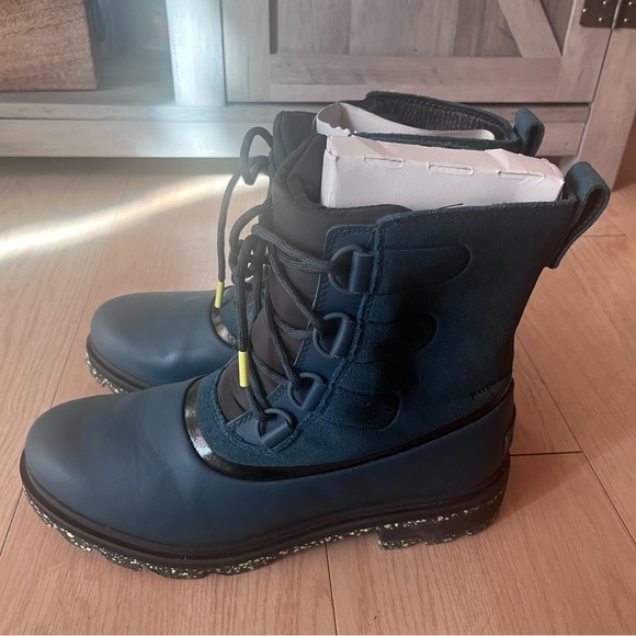 New Sorel Lennox Street Lace-Up Teal Hiking Boot Shoe - Picture 5 of 9